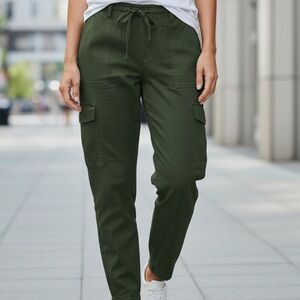 J.Crew Army Green Linen Cotton Blend Utility Cargo Crop Pants‎